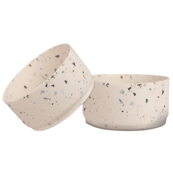 FRAMAR TERRAZZO BAMBOO BOWLS NEUTRALS SAGE